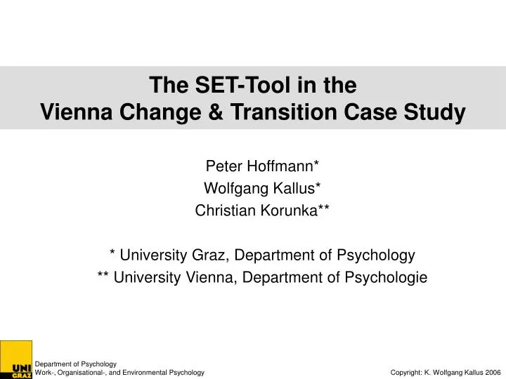 the set tool in the vienna change transition case study