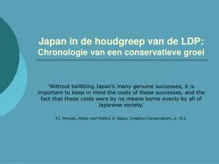 Japan in de houdgreep van de LDP: Chronologie van een conservatieve groei