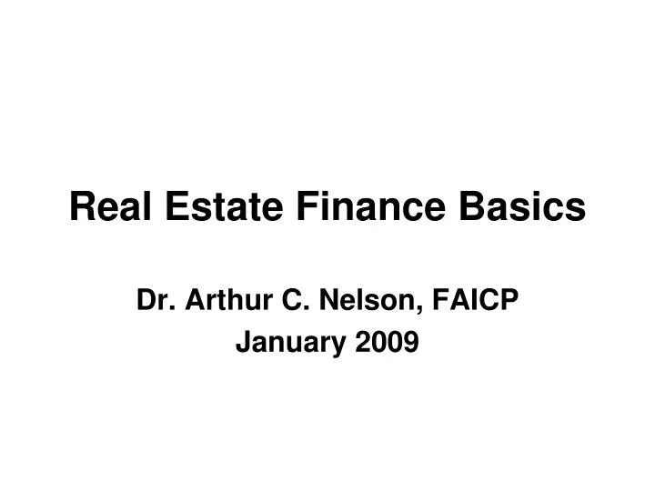 real estate finance basics