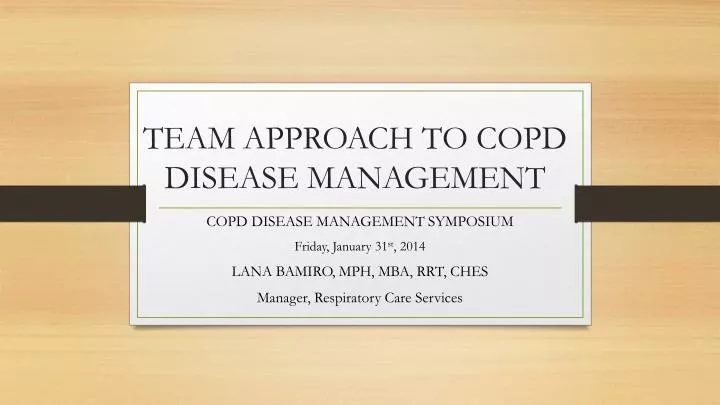 team approach to copd disease management