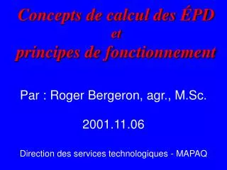 concepts de calcul des pd et principes de fonctionnement