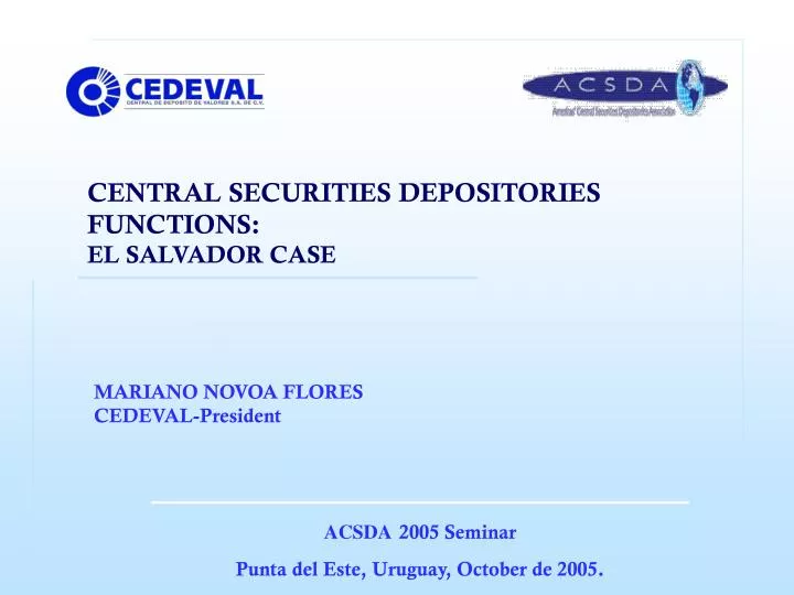 central securities depositories functions el salvador case