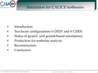 Simulation for CALICE testbeams