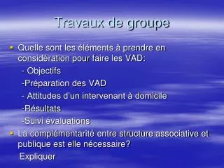 travaux de groupe