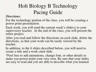 Holt Biology B Technology Pacing Guide