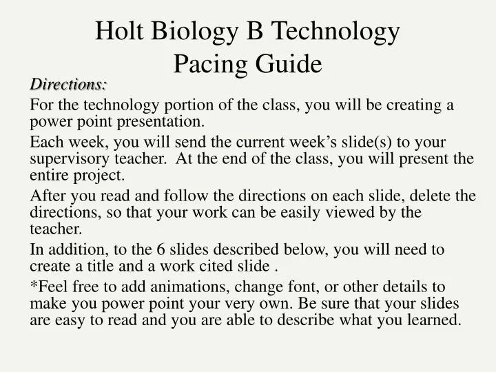 holt biology b technology pacing guide