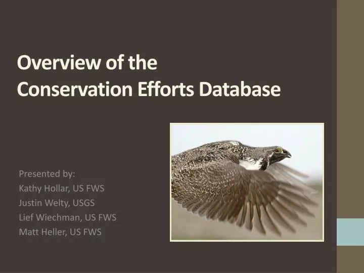 overview of the conservation efforts database