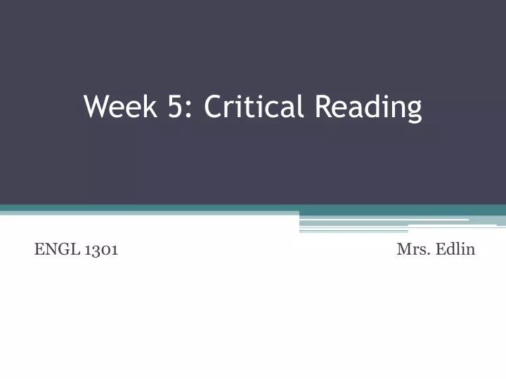week 5 critical reading