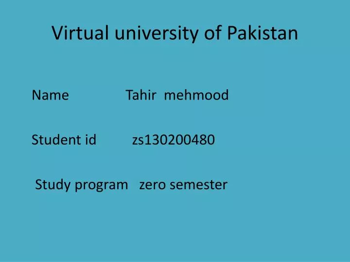 virtual university of pakistan