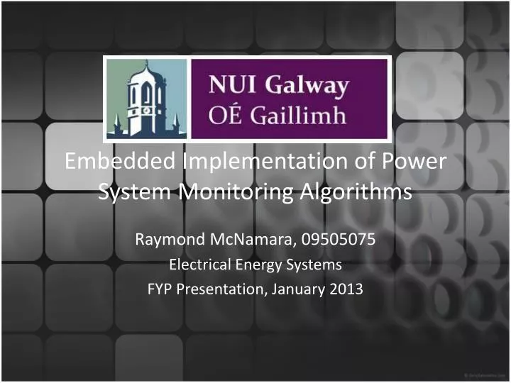 embedded implementation of power system monitoring algorithms