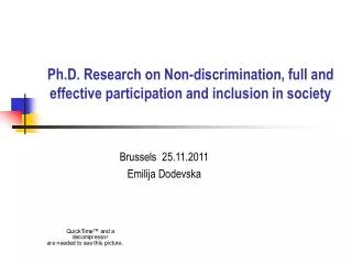 Ph.D. Research on Non-discrimination, full and effective participation and inclusion in society