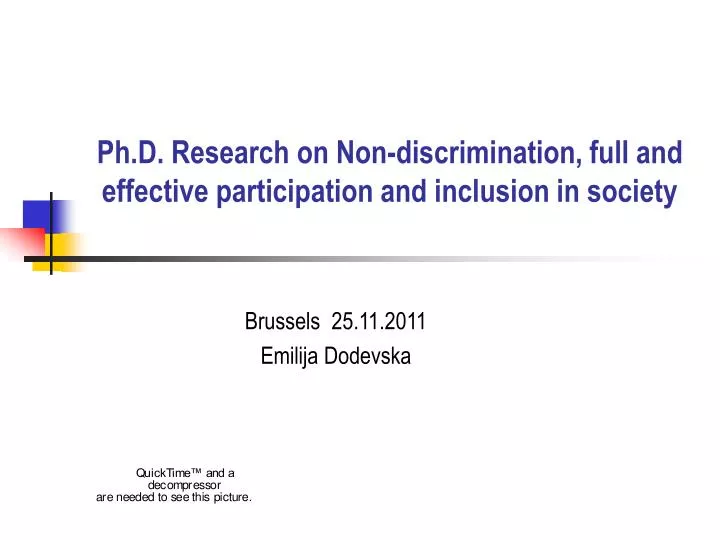 ph d research on non discrimination full and effective participation and inclusion in society
