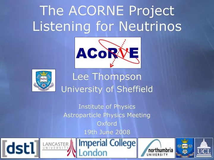 the acorne project listening for neutrinos