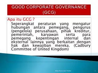 GOOD CORPORATE GOVERNANCE (GCG)
