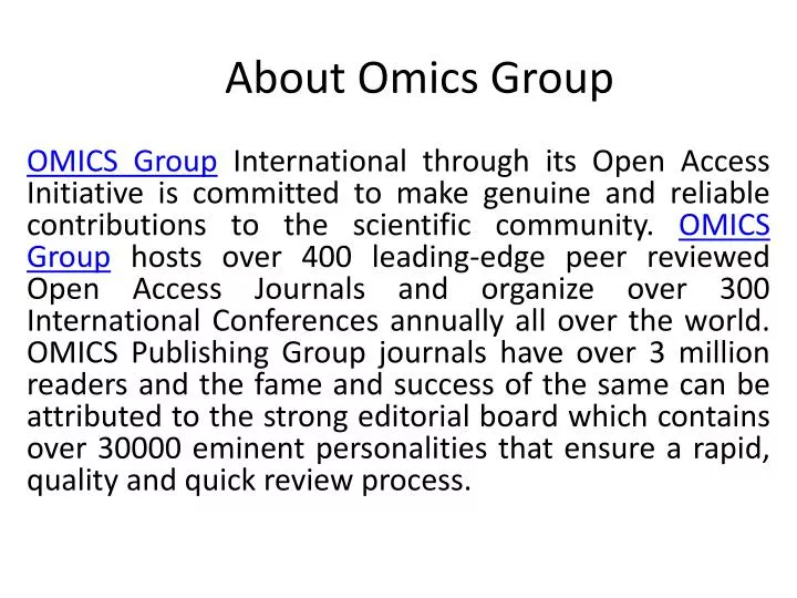 about omics group