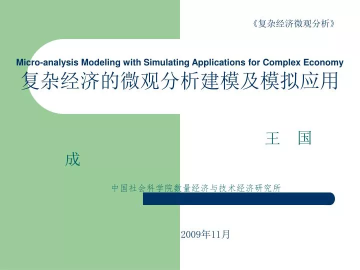 micro analysis modeling with simulating applications for complex economy