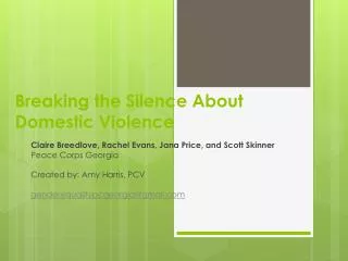 Breaking the Silence About Domestic Violence