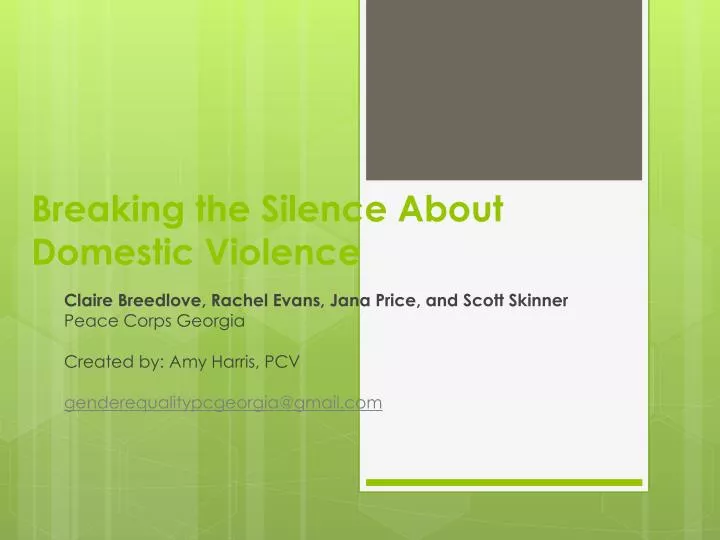 breaking the silence about domestic violence