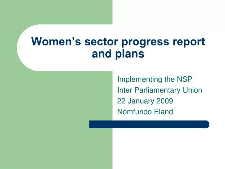 women s sector progress report and plans