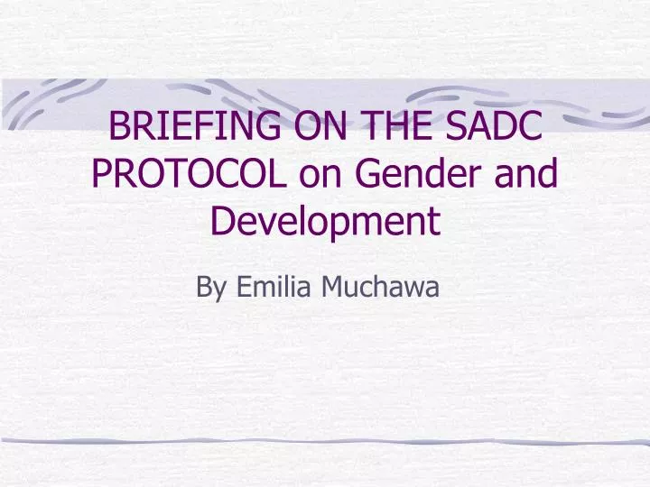 briefing on the sadc protocol on gender and development
