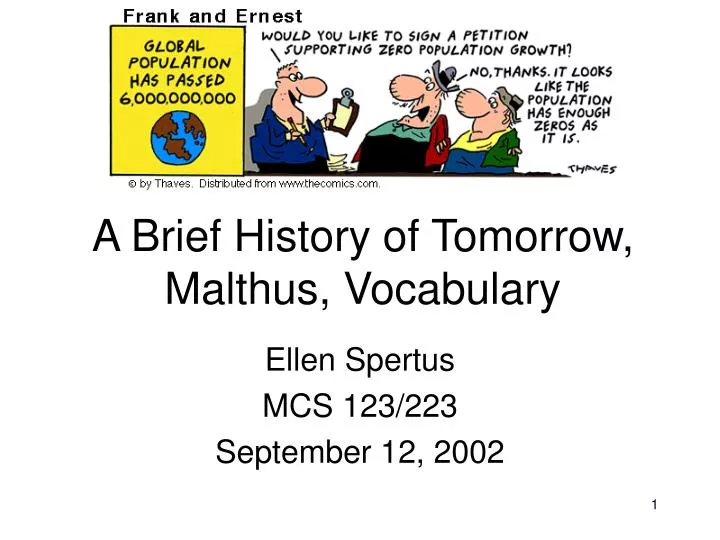 a brief history of tomorrow malthus vocabulary