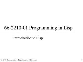 66-2210-01 Programming in Lisp
