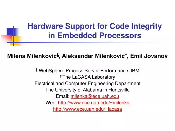 hardware support for code integrity in embedded processors