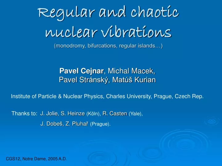 regular and chaotic nuclear vibrations m onodromy bifurcations regular islands