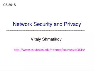 Network Security and Privacy