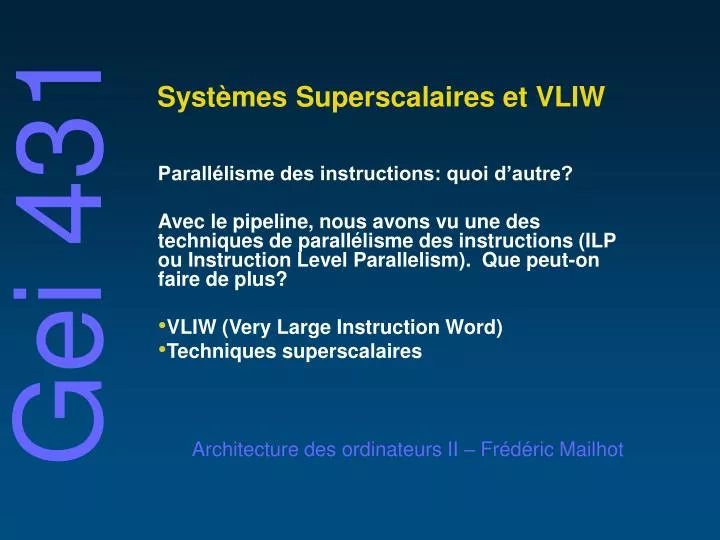 syst mes superscalaires et vliw