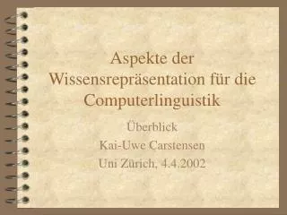 aspekte der wissensrepr sentation f r die computerlinguistik