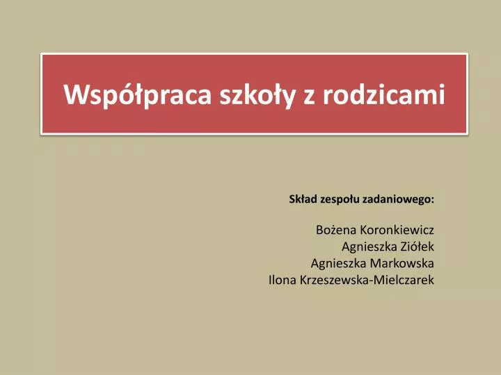 wsp praca szko y z rodzicami