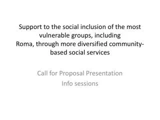Call for Proposal Presentation Info sessions