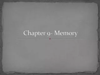Chapter 9- Memory