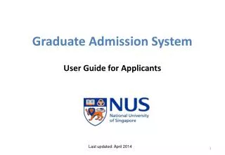 Graduate Admission System User Guide for Applicants