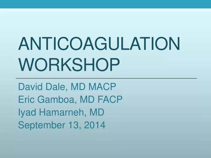 anticoagulation workshop