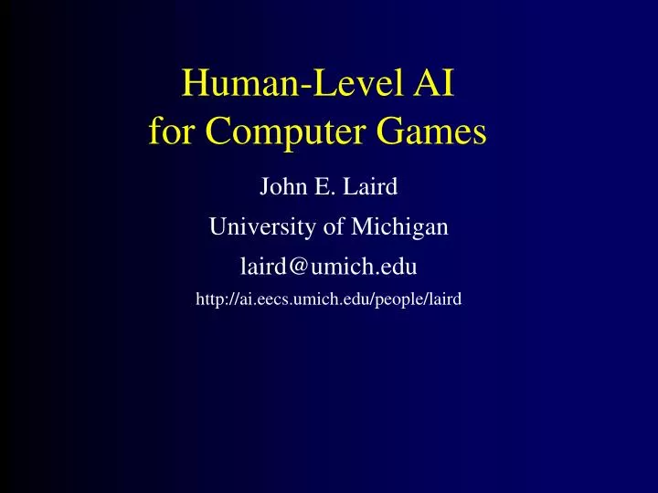 human level ai for computer games