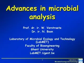 Advances in microbial analysis