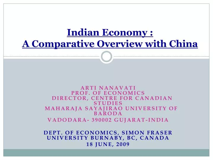 indian economy a comparative overview with china