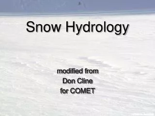 Snow Hydrology