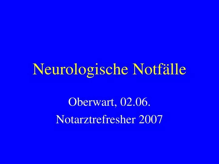 neurologische notf lle
