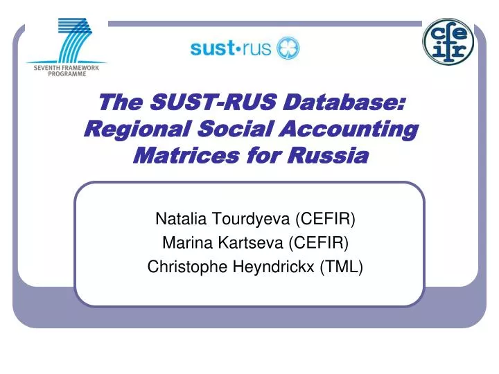 the sust rus database regional social accounting matrices for russia
