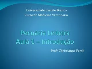 pecu ria leiteira aula 1 introdu o
