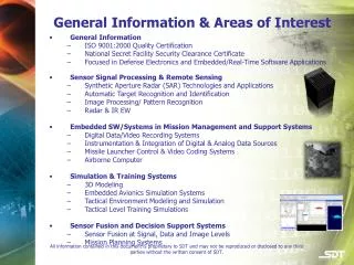 General Information &amp; Areas of Interest