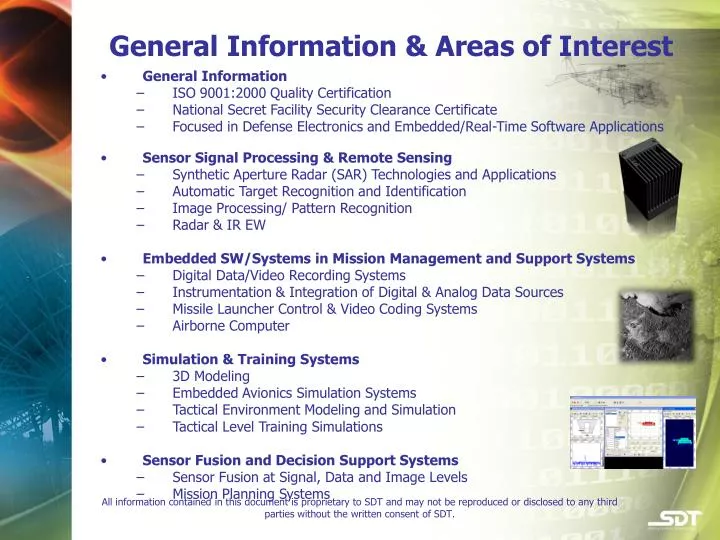 general information areas of interest