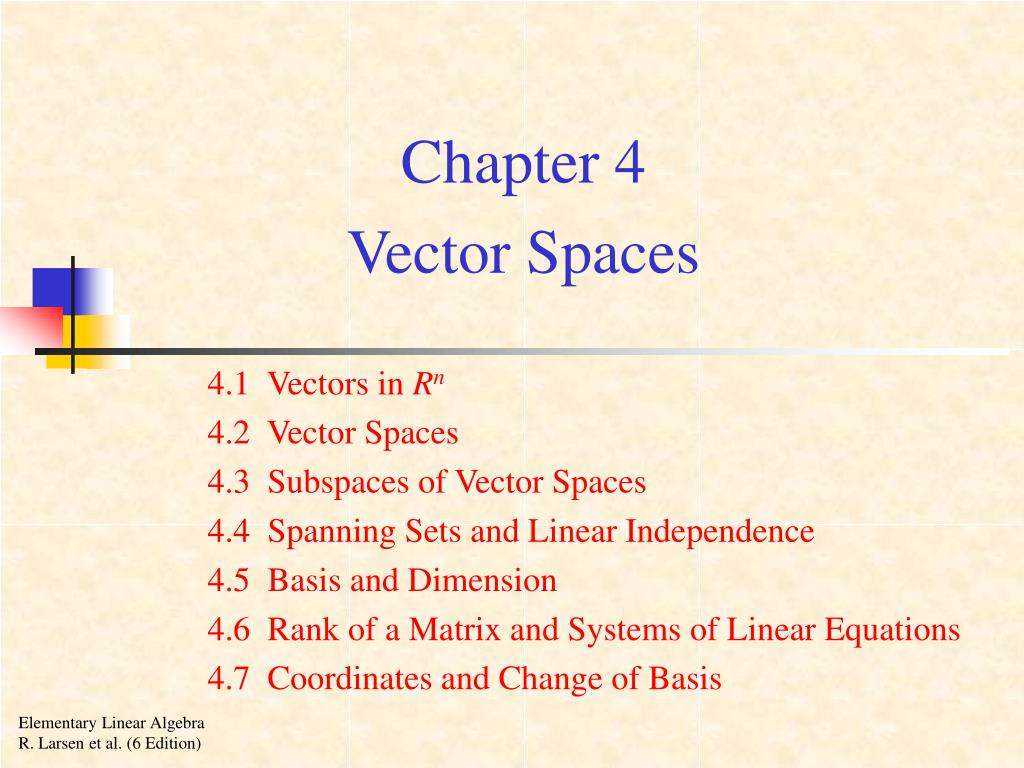 Common Vector Spaces PPT - Chapter 4 Vector Spaces PowerPoint Presentation, free download ...