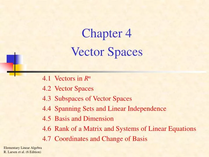 PPT - Chapter 4 Vector Spaces PowerPoint Presentation, Free Download ...