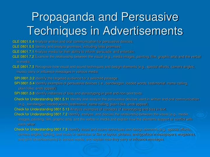 propaganda and persuasive techniques in advertisements