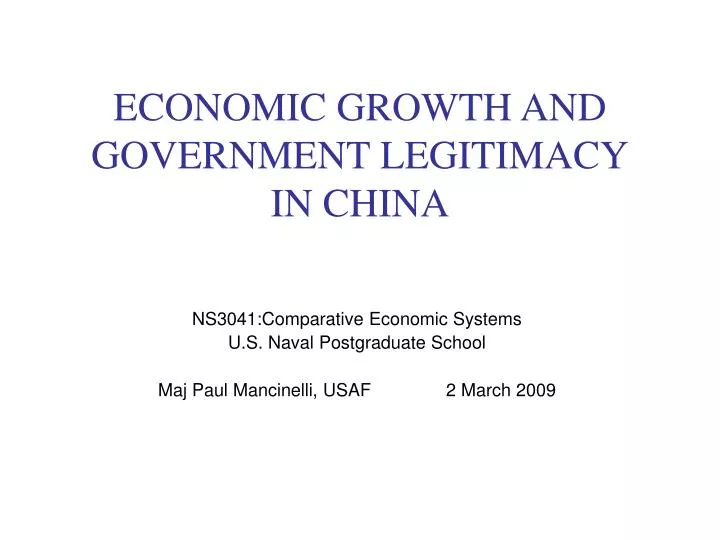 economic growth and government legitimacy in china