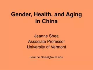 Gender, Health, and Aging in China
